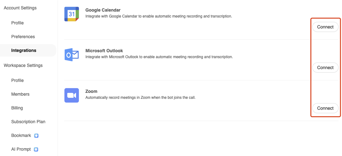 Calendar Connect Button