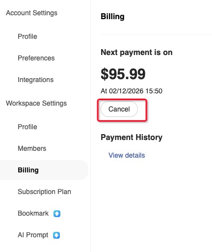 Cancel Subscription Button