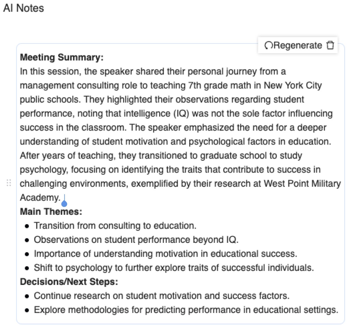 Edit AI Summary Interface