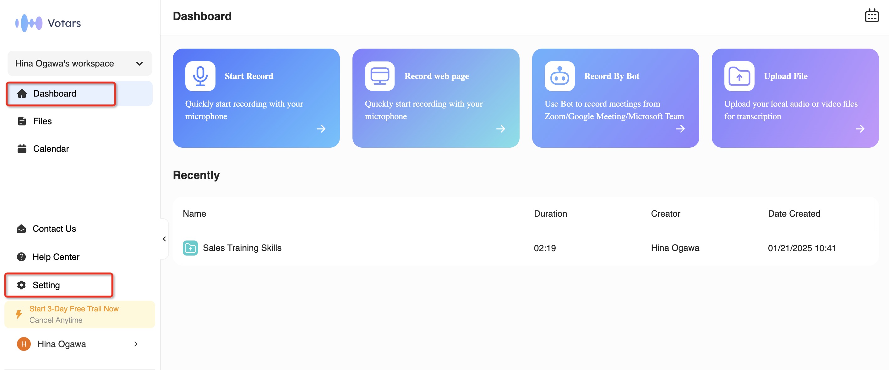 Access Settings Page