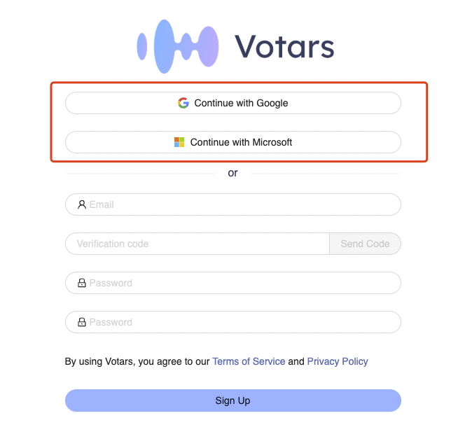 Sign Up with Third Party
