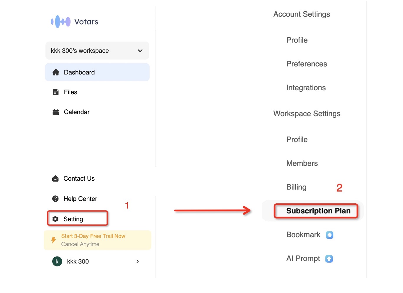 Upgrade Subscription Page