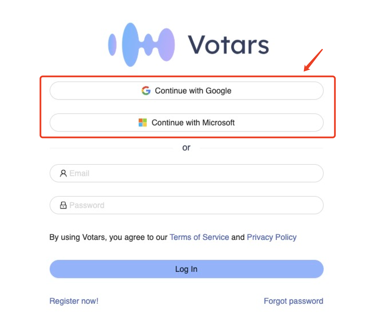Google/Microsoft Login Options
